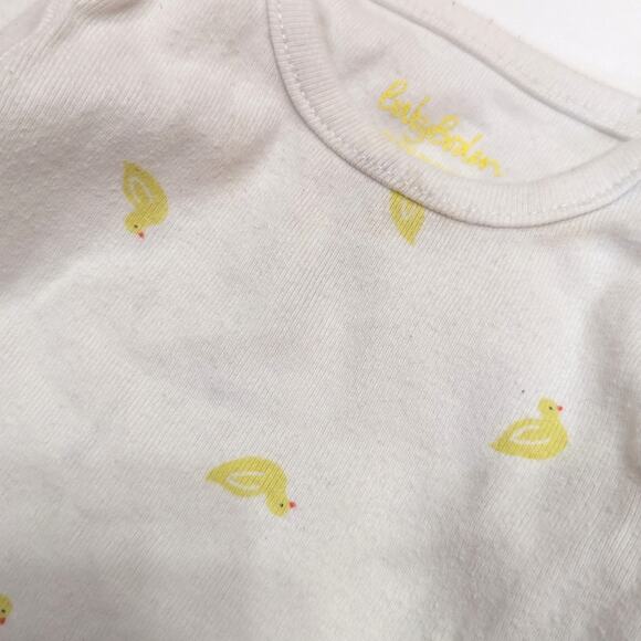 Baby Boden Onesie Size 6-12m White Yellow Duck Long Sleeve - Picture 2 of 6